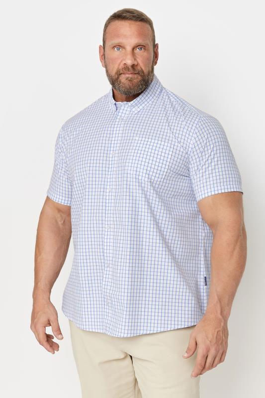 BadRhino Big & Tall Blue & White Small Check Print Shirt | BadRhino 2