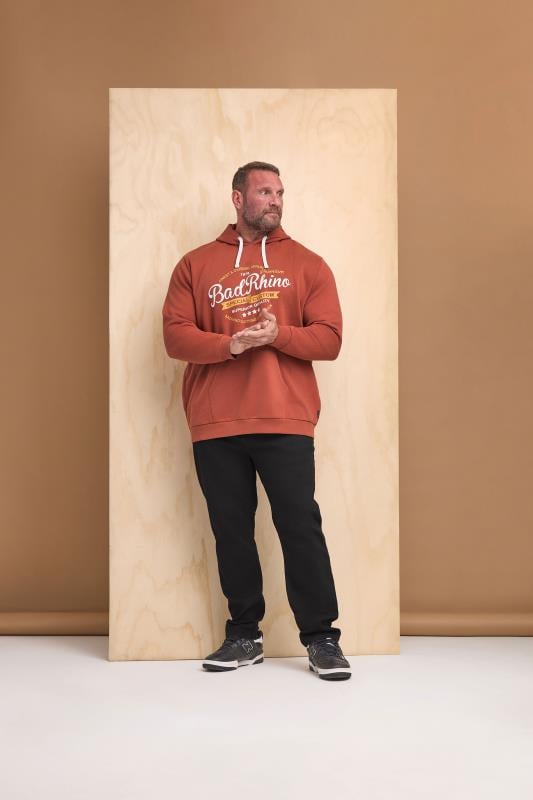 BadRhino Big & Tall Rust Orange Branded Logo Printed Hoodie | BadRhino 1