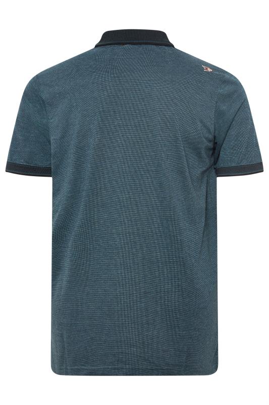 D555 Big & Tall Teal Blue Textured Jacquard Polo Shirt | BadRhino 2