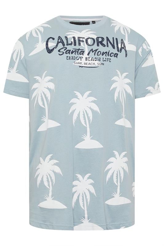 KAM Big & Tall Light Blue Palm Print T-Shirt | BadRhino 2