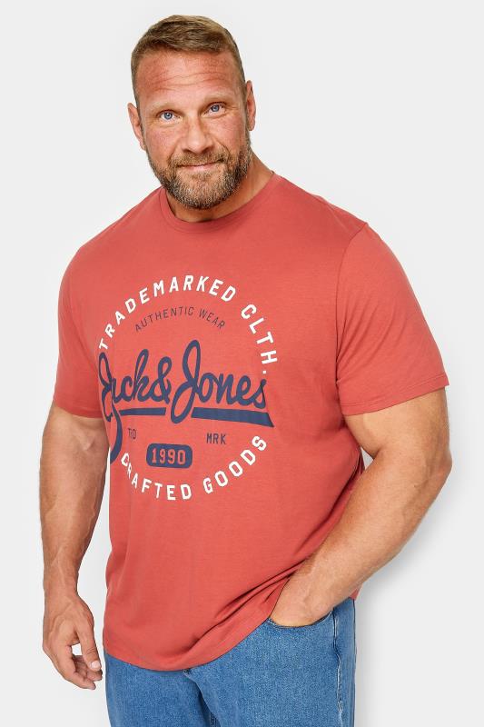 Men's  JACK & JONES Big & Tall Red Logo Crew T-Shirt
