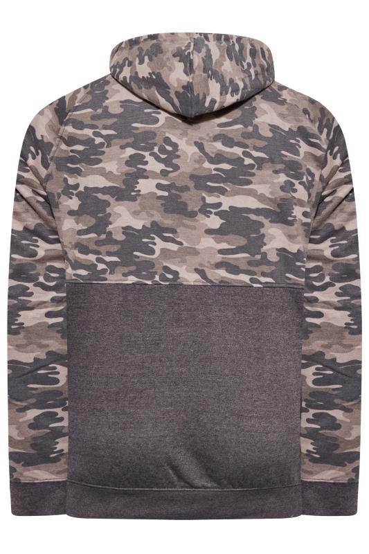 KAM Big & Tall Charcoal Grey Camo Colour Block Hoodie | BadRhino 4