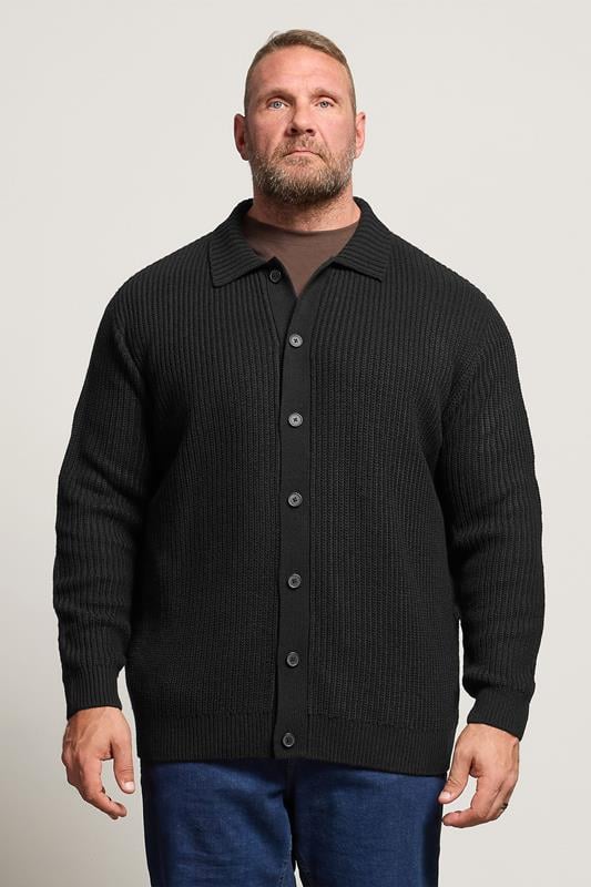 BadRhino Big & Tall Black Long Sleeve Knitted Shirt | BadRhino 2
