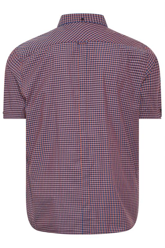 BEN SHERMAN Big & Tall Orange Gingham Short Sleeve Shirt | BadRhino 4