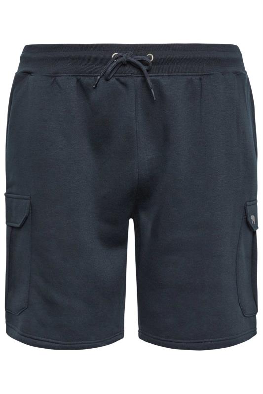 D555 Big & Tall Navy Blue Fleece Cargo Shorts | BadRhino 3