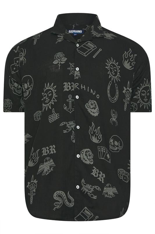 BadRhino Big & Tall Black Tattoo Print Shirt | BadRhino 2