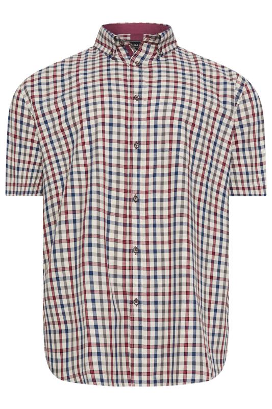 Men's  KAM Big & Tall Burgundy Multi Short Sleeve Check Shirt
