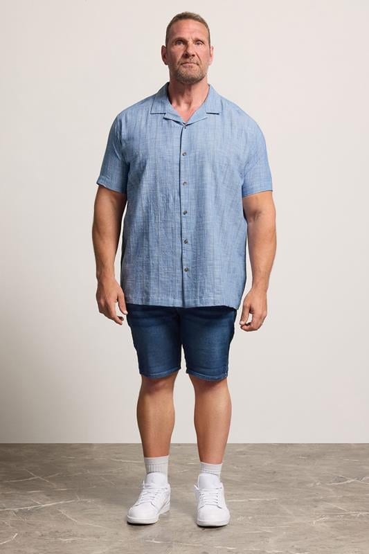 BadRhino Big & Tall Blue Textured Stripe Shirt 4