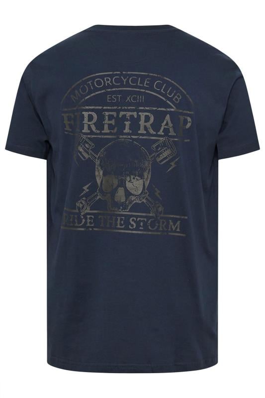 FIRETRAP Big & Tall Navy Blue Storm Skull Print T-Shirt | BadRhino 5