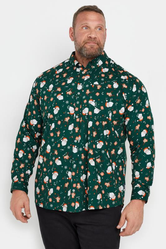 BadRhino Big & Tall Green Santa Print Shirt | BadRhino 2