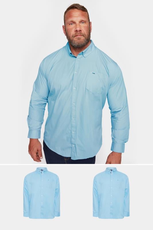 Men's  BadRhino Big & Tall Light Blue 2 PACK Long Sleeve Oxford Shirts