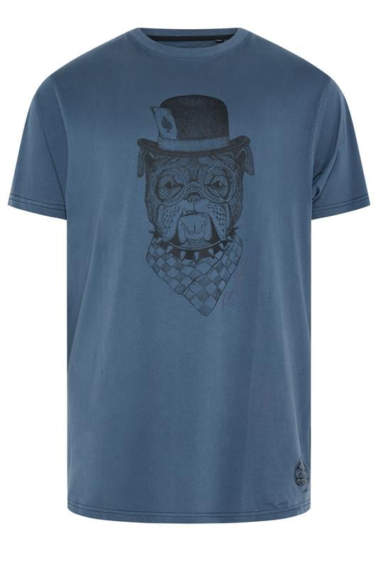 KAM Big & Tall Indigo Blue Bulldog Graphic T-Shirt | BadRhino 1