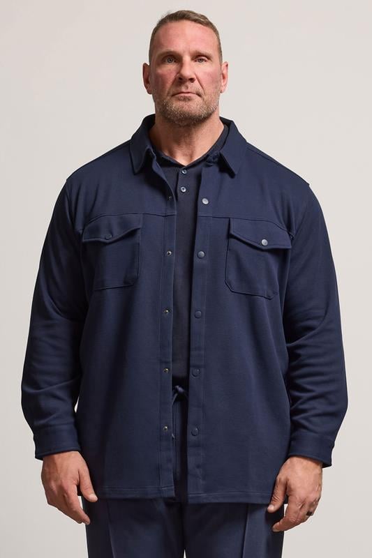 Men's  BadRhino Big & Tall Navy Blue Textured Jersey Shacket
