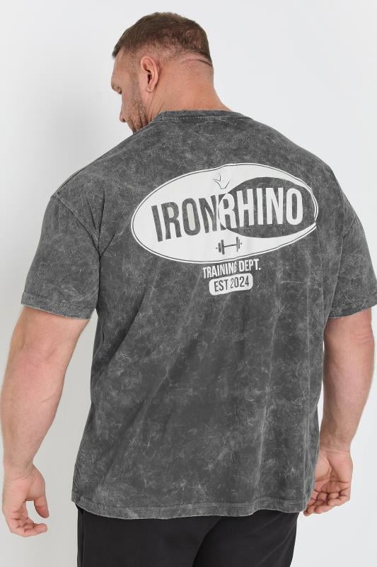 IronRhino Big & Tall Grey 'Training Dept' Acid Wash T-Shirt | BadRhino 2