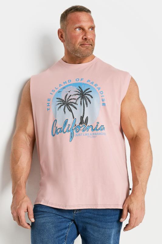 KAM Big & Tall Pink 'Cali' Sleeveless T-Shirt | BadRhino 2