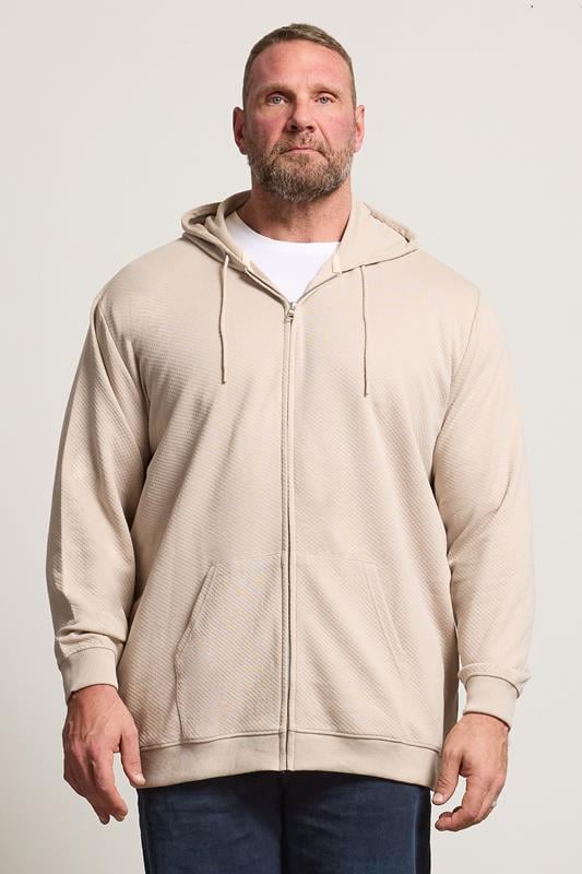 Men's  BadRhino Big & Tall Natural Brown Diamond Quilted Zip Through Hoodie