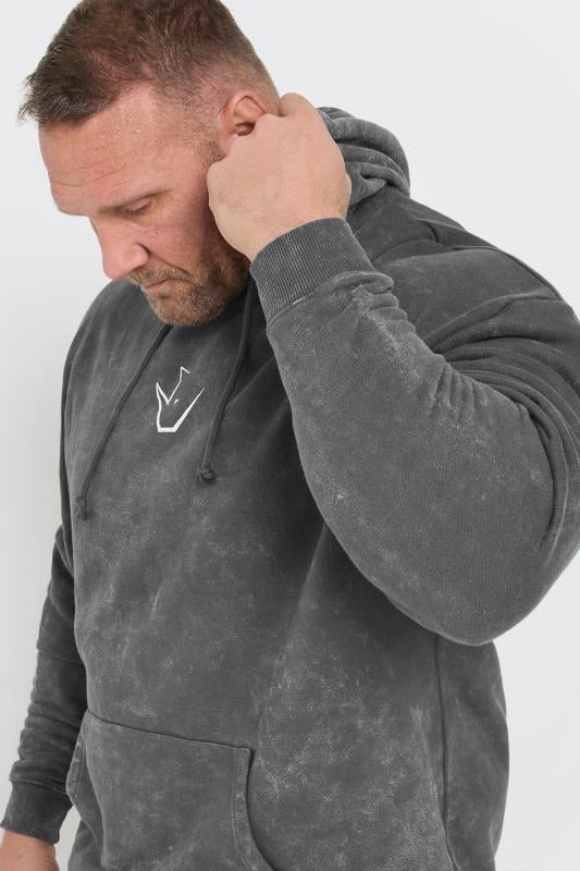 IronRhino Big & Tall Grey 'Training Dept' Acid Wash Hoodie | BadRhino 3