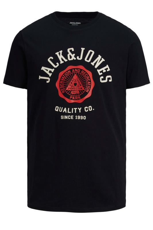 JACK & JONES Big & Tall Black Logo Print T-Shirt | BadRhino 2