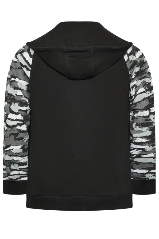 BadRhino Big & Tall Black Camo Print Zip Through Hoodie | BadRhino 6