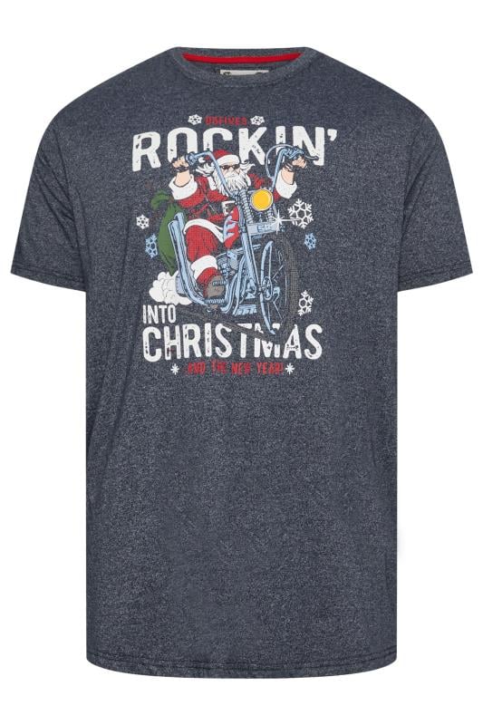 D555 Big & Tall Navy 'Rockin' Into Christmas' Graphic Print T-Shirt | BadRhino 3