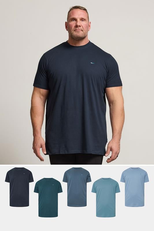 Men's  BadRhino Big & Tall Navy Blue 5 Pack Extra Long T-Shirts