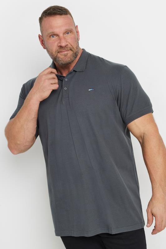 BadRhino Big & Tall Charcoal Grey Extra Long Core Polo Shirt | BadRhino 1