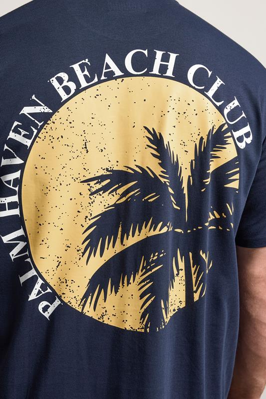 BadRhino Big & Tall Navy Blue Extra Long 'Palm Beach Club' Graphic T-Shirt | BadRhino 4