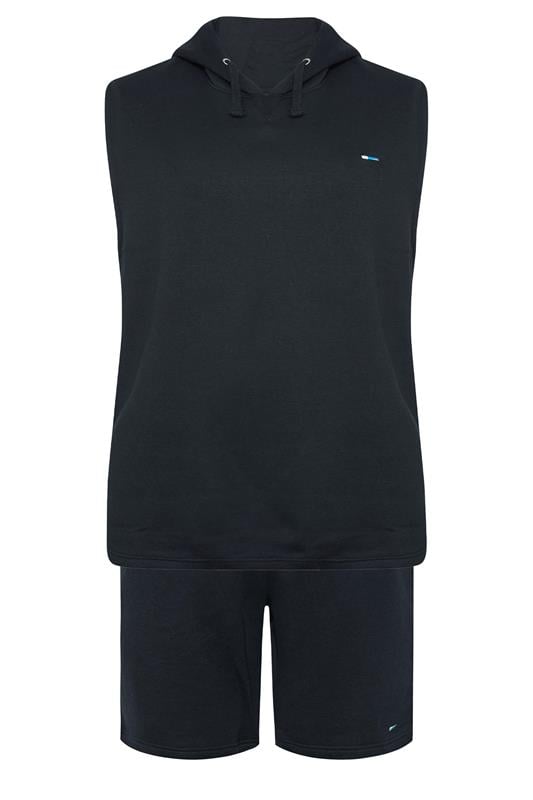  BadRhino Big & Tall Navy Blue Sleeveless Hoodie & Short Set