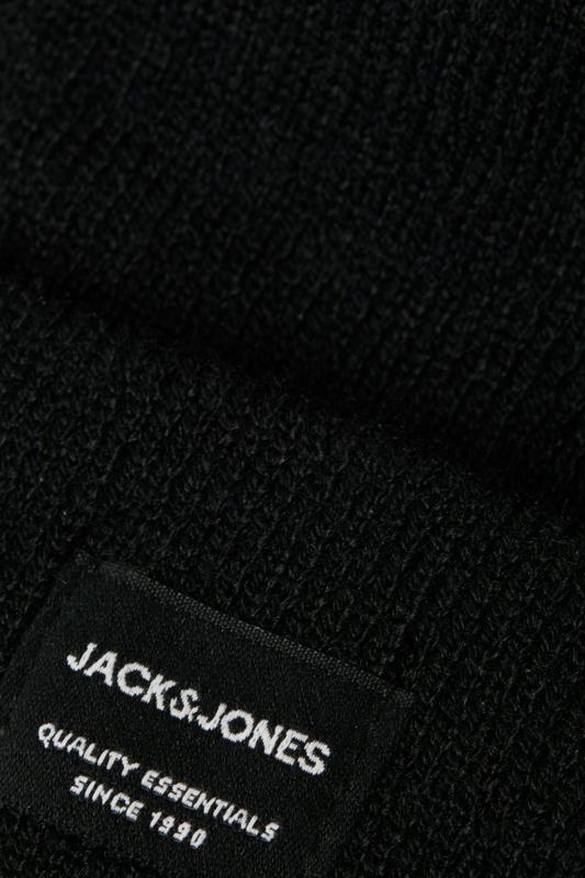 JACK & JONES Black Patch Logo Beanie | BadRhino 2