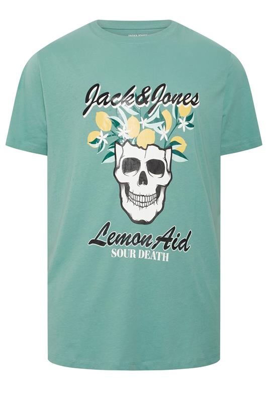 JACK & JONES Big & Tall Blue Tropical Skeleton Print Tee | BadRhino 2