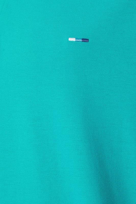 BadRhino Big & Tall Teal Blue & White Tipped Polo Shirt | BadRhino 3