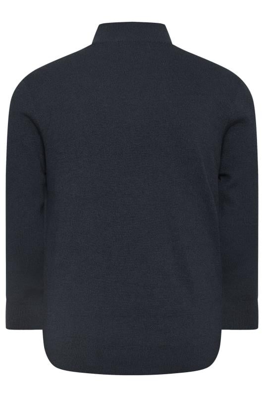 BadRhino Big & Tall Navy Blue Milano Quarter Zip Knit Jumper | BadRhino 5