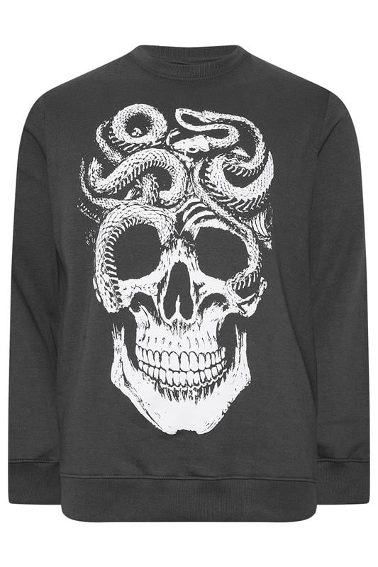Men's  BadRhino Big & Tall Ebony Grey Skull & Snake Graphic Sweatshirt