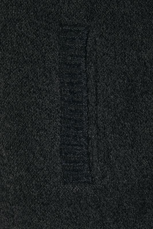 D555 Big & Tall Black Chenille Zip Through Knit Jumper | BadRhino 3