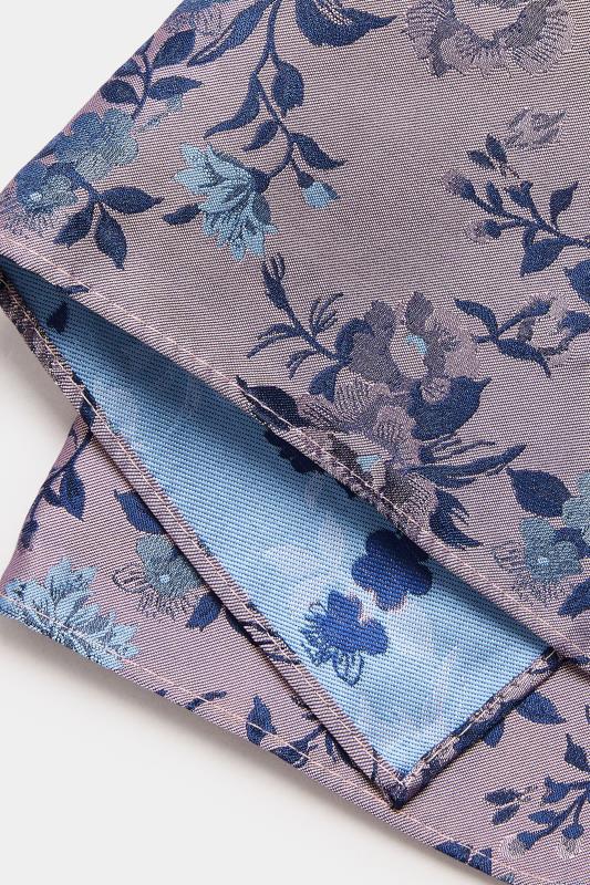 BadRhino Navy Blue Floral Print Pocket Square & Tie Set | BadRhino 4