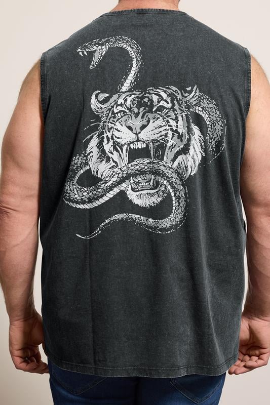 BadRhino Big & Tall Black Acid Wash Graphic Vest | BadRhino 4