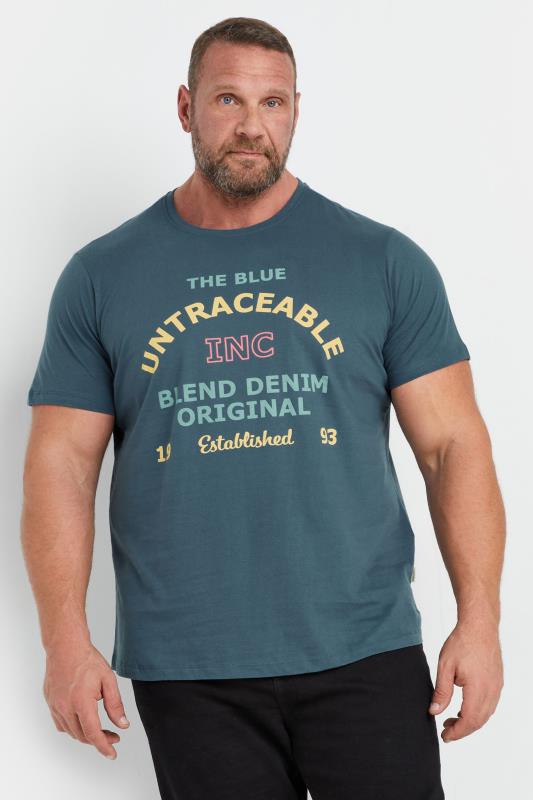 BLEND Big & Tall Blue 'Original' Graphic Print T-Shirt | BadRhino 1