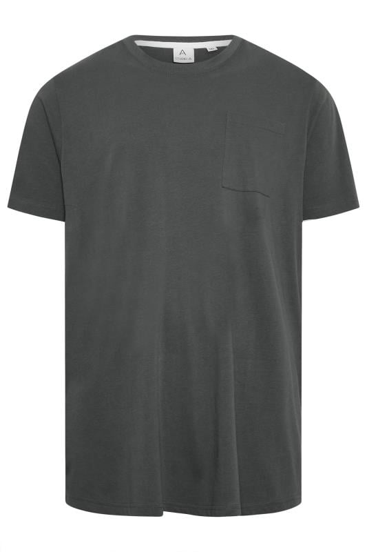 STUDIO A Big & Tall Grey Pocket Detail T-Shirt | BadRhino 4