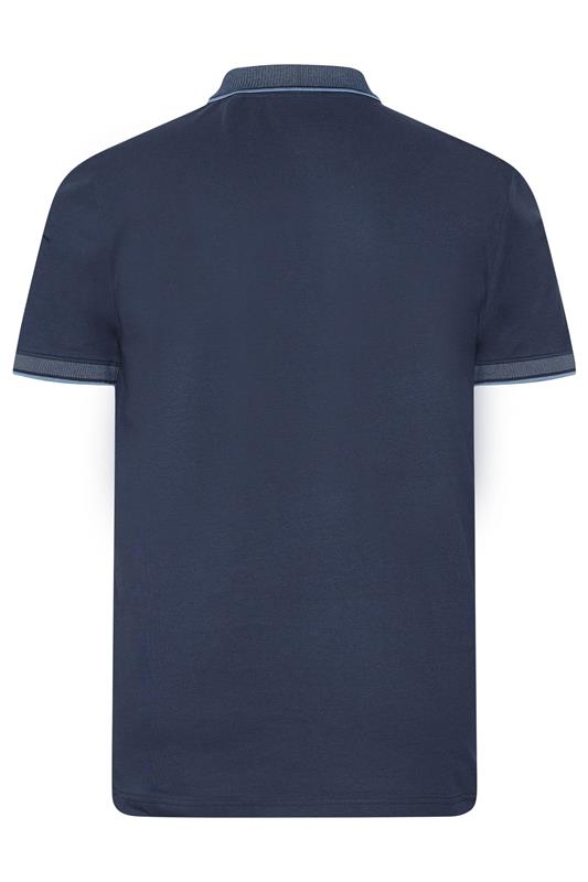 BadRhino Big & Tall Navy Blue Pocket Jacquard Polo Shirt | BadRhino 7