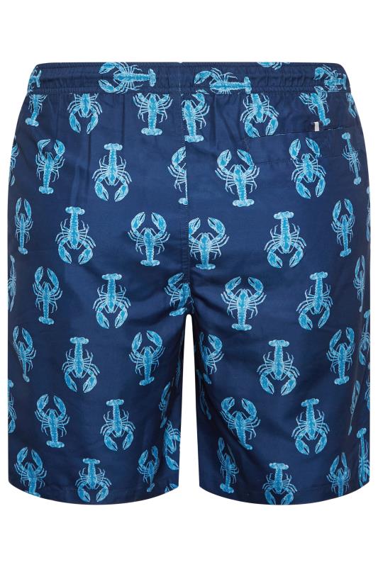 BadRhino Big & Tall Navy Blue Lobster Print Swim Shorts | BadRhino 5