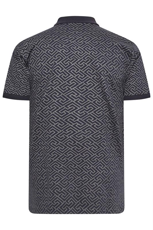 KAM Big & Tall Navy Blue Foil Print Polo Shirt | BadRhino 4