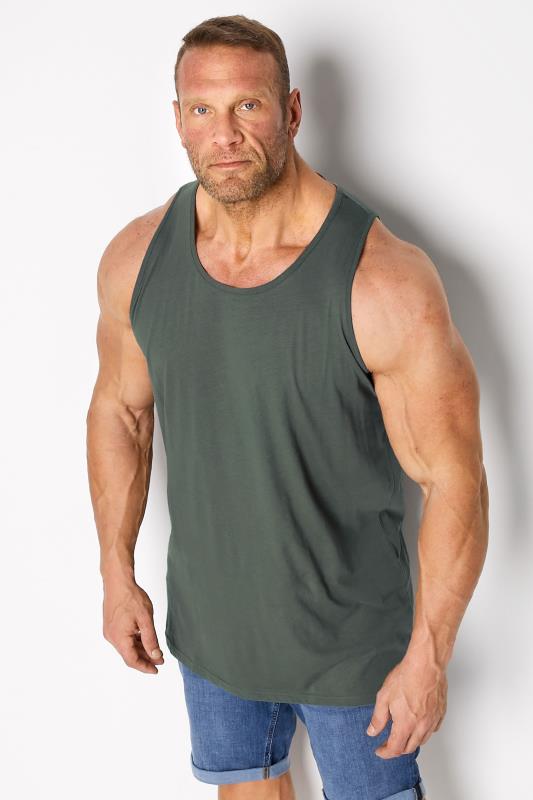 Men's  D555 Big & Tall Khaki Green Core Muscle Vest