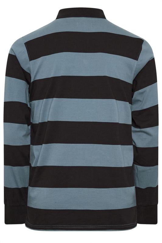 BadRhino Big & Tall Blue 'Detroit' Print Stripe Rugby Polo Shirt | BadRhino 4