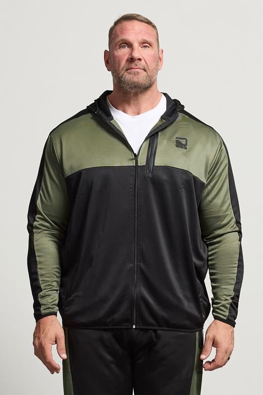 Men's  D555 Big & Tall Black Dry Wear Panel Zip Through Hoodie