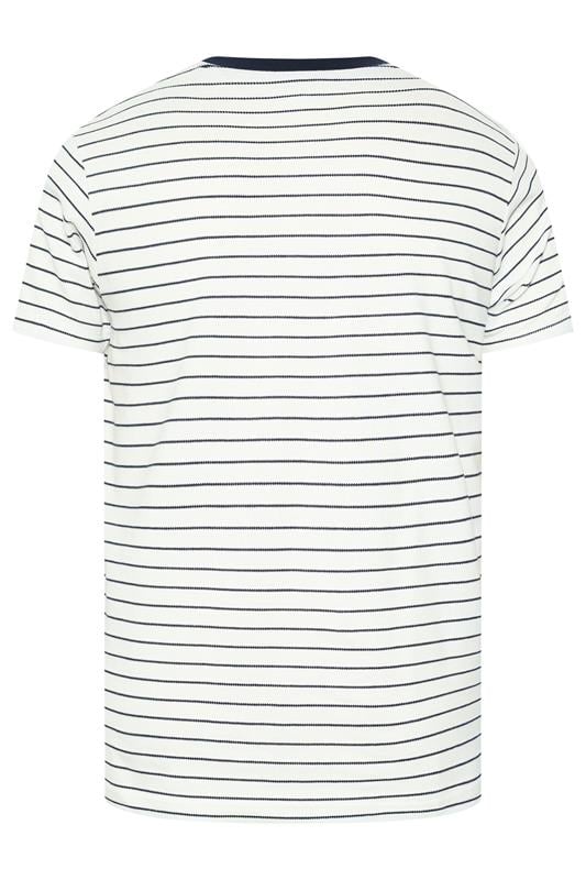 BadRhino Big & Tall Off-White Extra Long Stripe Pique T-Shirt | BadRhino 7