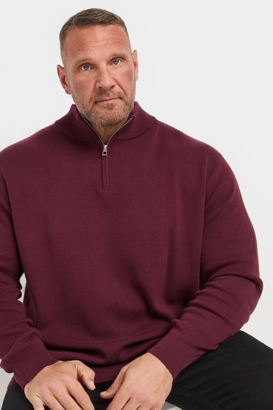 BadRhino Big & Tall Burgundy Red Milano Quarter Zip Jumper | BadRhino 2