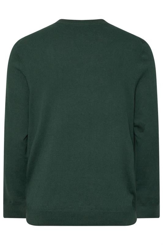 LYLE & SCOTT Big & Tall Dark Green Cotton Merino Crew Neck Jumper | BadRhino 4