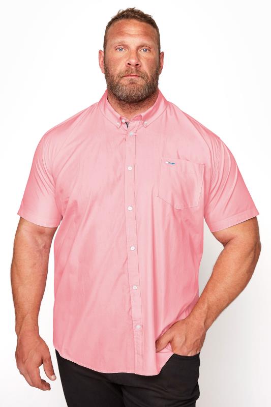 Men's  BadRhino Big & Tall Pink Short Sleeve Oxford Shirt