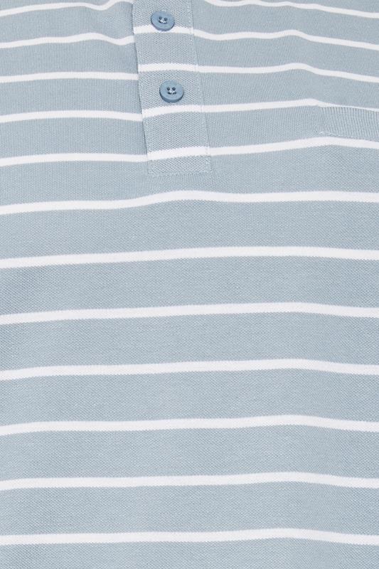 KAM Big & Tall Dusty Blue Stripe Print Polo Shirt | BadRhino 5