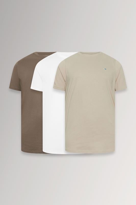  BadRhino Big & Tall 3 PACK Brown & White Core T-Shirts